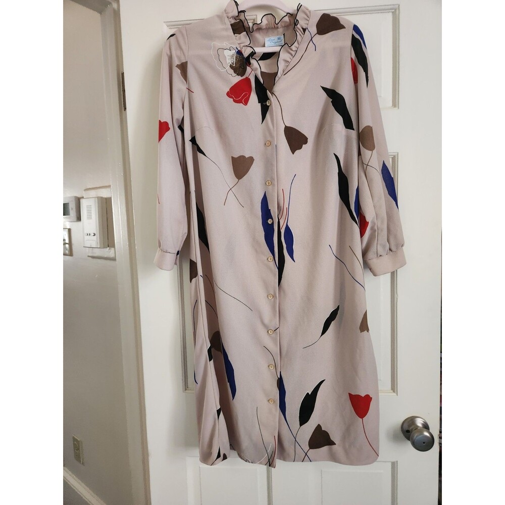Vintage 70s 80s ILGWU Made USA Dress Plus 16.5 Ruffle LORAC Original Boho Union